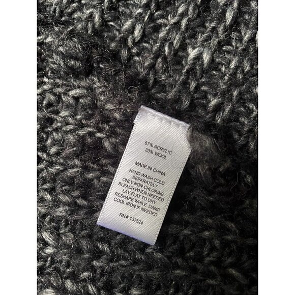 Y2K Wool Express High Lo Hem Asymmetric Drape Open Cardigan Charcoal Women’s XL - Picture 10 of 11